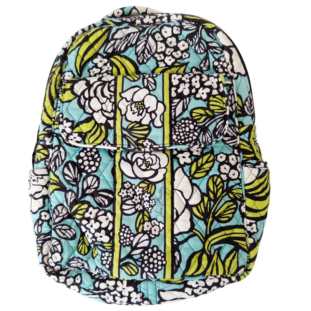 Vera Bradley Backpack Womens Turquoise Floral Quilted Cotton BotanTravel Bag